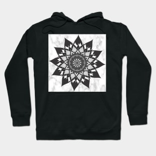 Mandala Lotus on Marble Graphic Art Design Black and White Home Decor & Gifts Hoodie
